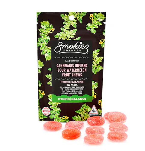 Smokiez Sour Watermelon Fruit Chews 10mg 10pk-2