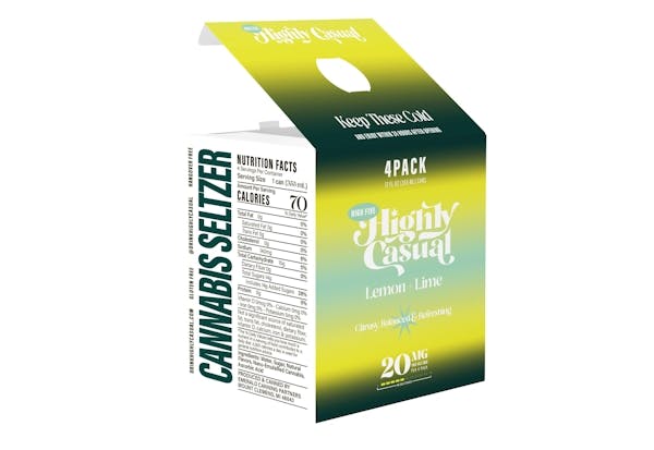 Product: High Five | Lemon + Lime Seltzer 1:1 THC:CBD 4pk | 20mg:20mg*