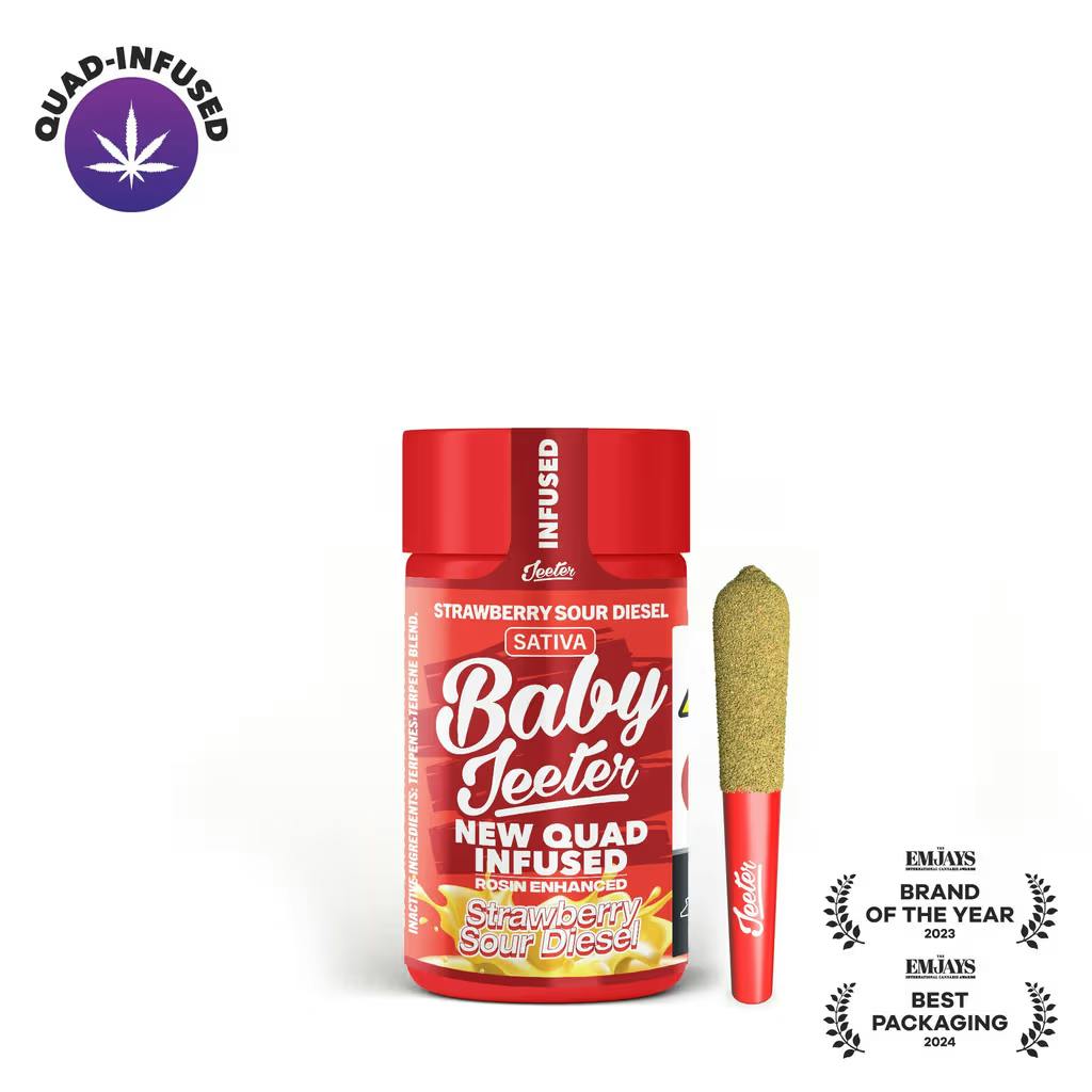 Strawberry Sour Diesel Quad-Infused Baby Jeeter 5-pack | 2.5g-2