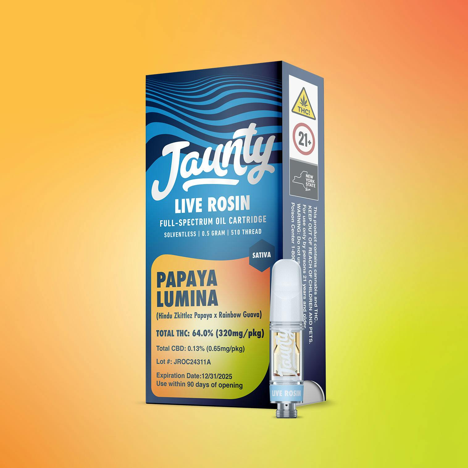 Jaunty - .5g Live Rosin Cart - Papaya Lumina