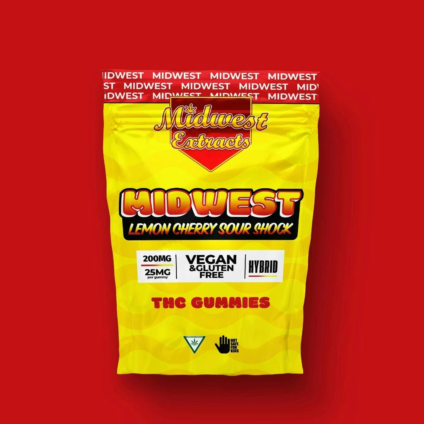 Midwest Extracts | Gummies - 200mg - Lemon Cherry Sour Shock (Hybrid)