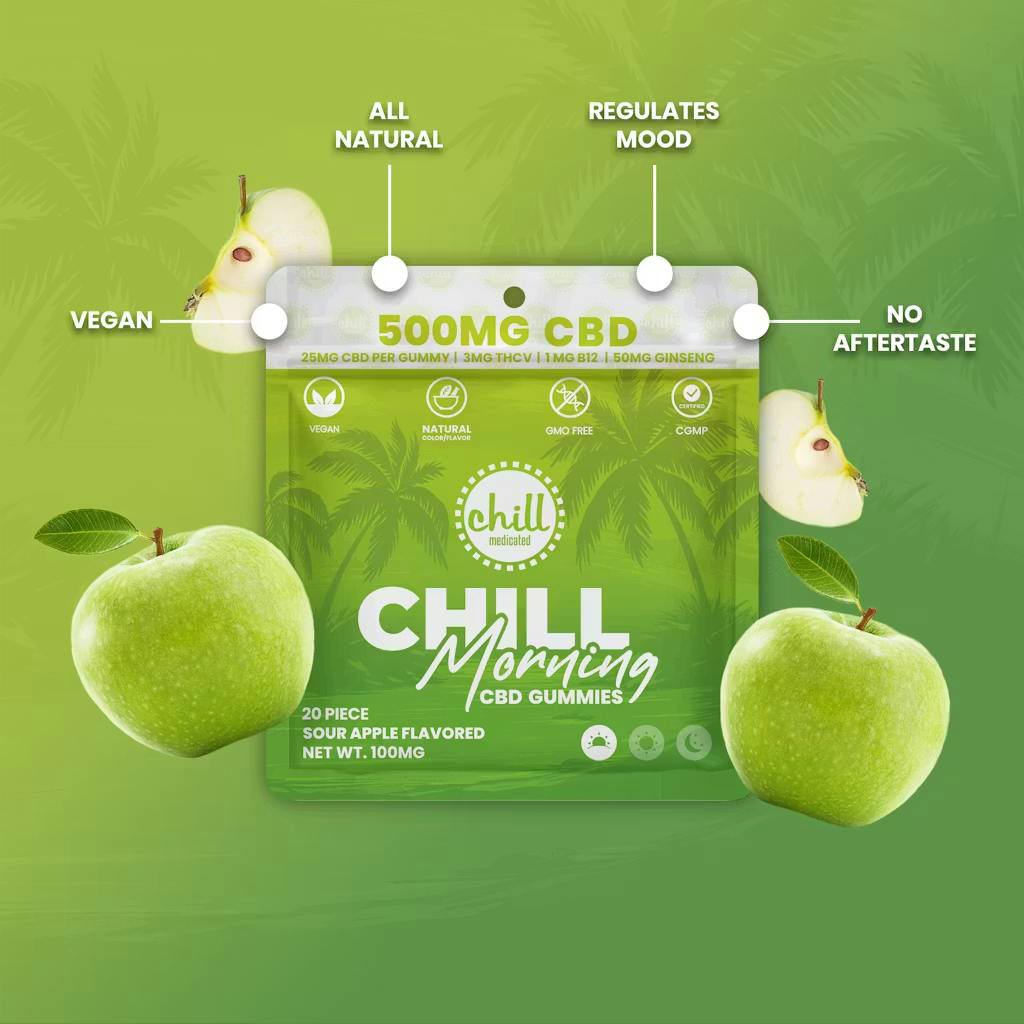 Chill Medicated - 500mg CBD Gummies - Green Apple