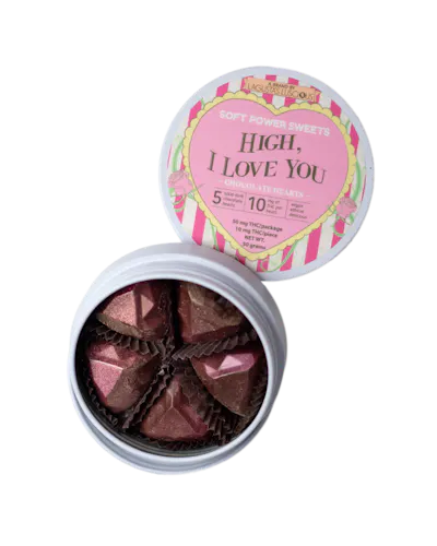 High I Love You Valentines Tin 5 hand-painted chocolate hearts-1