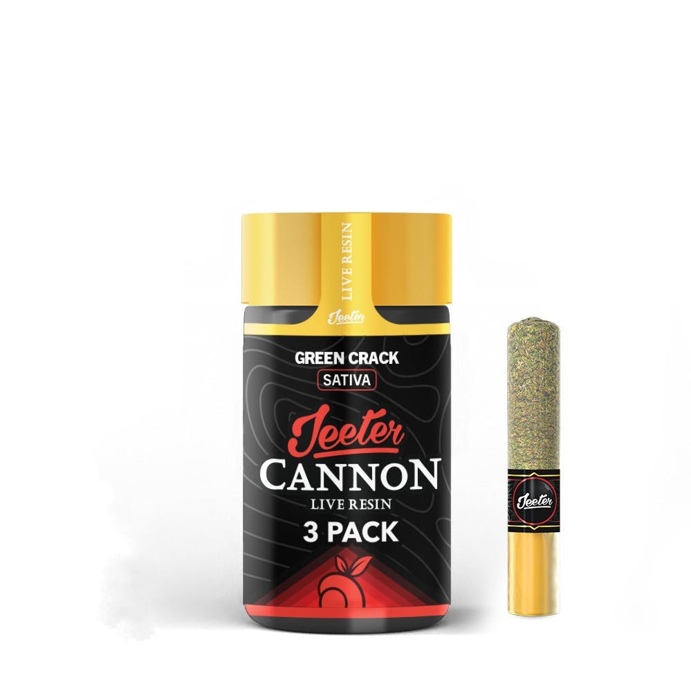 JEETER CANNON | GREEN CRACK | LIVE RESIN | INFUSED PRE-ROLLS | 3PK x 0.5G SATIVA