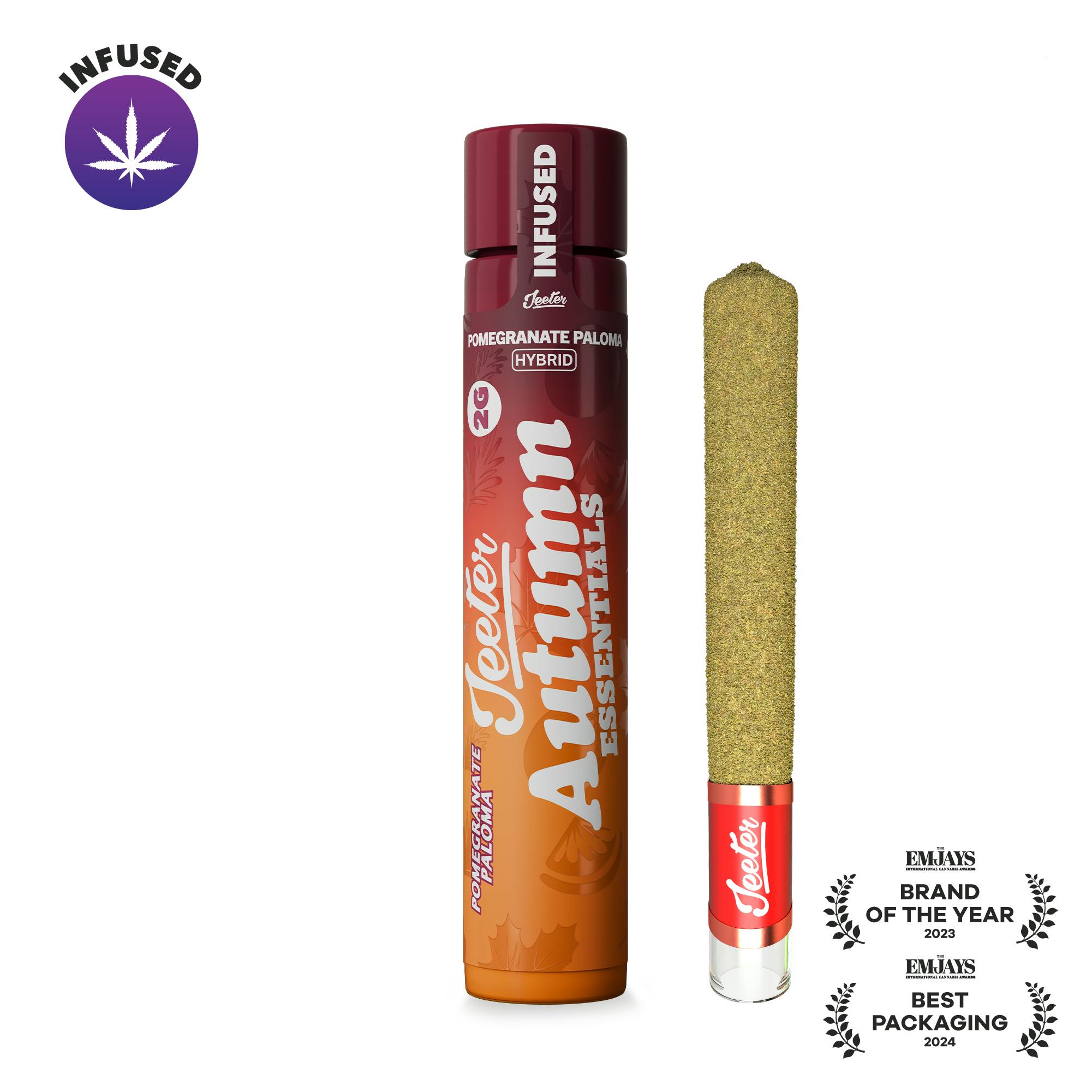 Jeeter Pomegranate Pamola Infused W/ Liquid Diamonds, Rosin, Dusted In Kief Glass Tip Joint - Hybrid