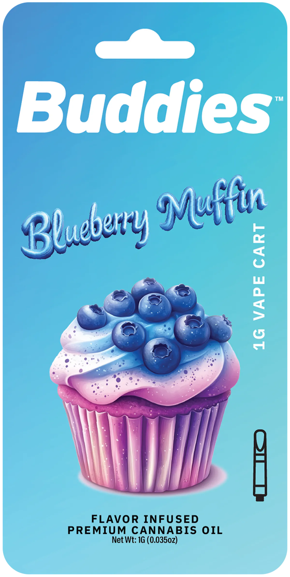 Buddies 1g BLUEBERRY MUFFIN Distillate All-In-One Rechargeable Vape  Cartridge 1g Vaporizers