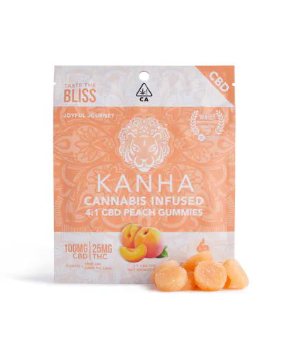 Kanha – Peach – Gummy – 4:1  CBD/THC – 10ct – 125mg-active