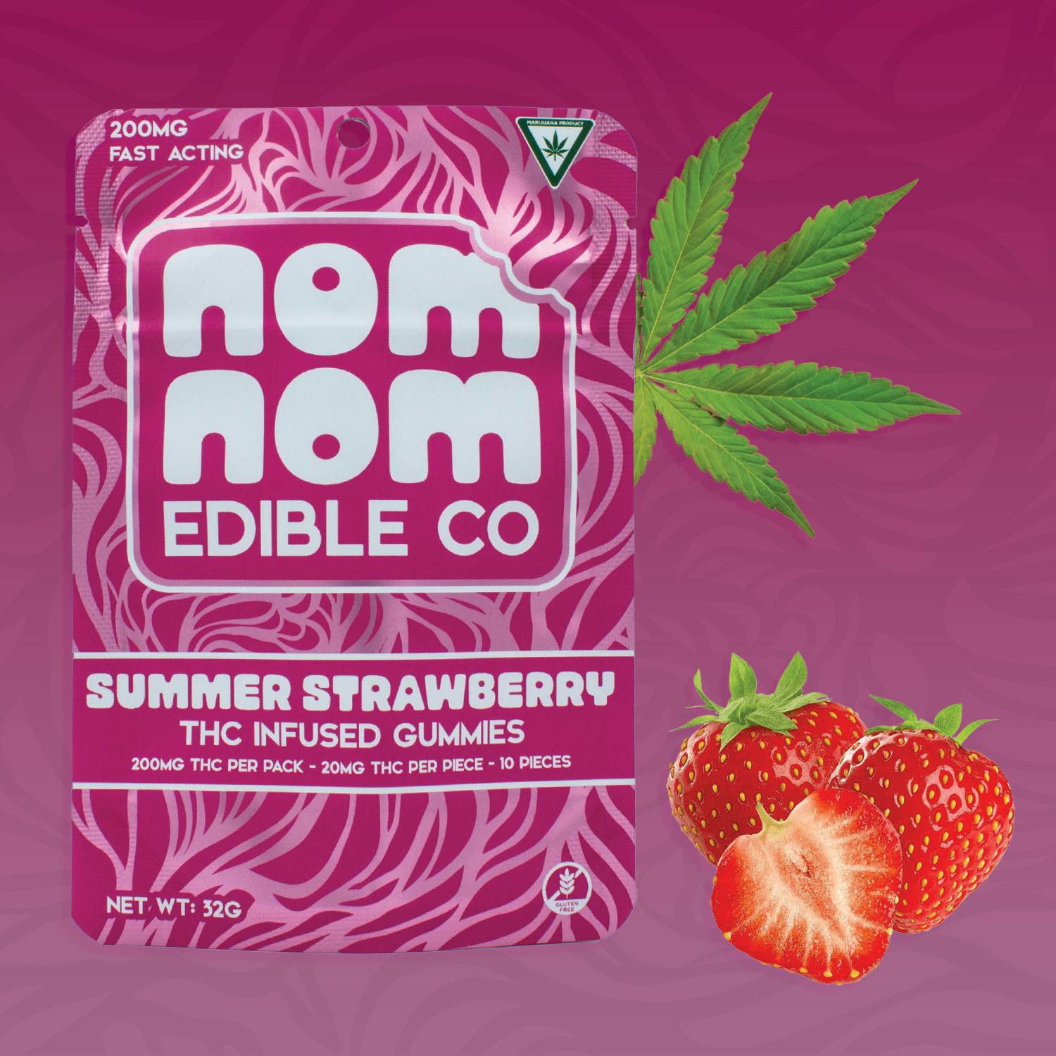Product: NomNom Edible Co | Gummies - 200mg - Summer Strawberry