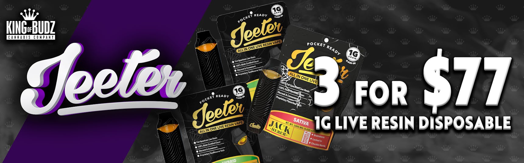 Jeeter 1g Live Resin Disposables 3/$77