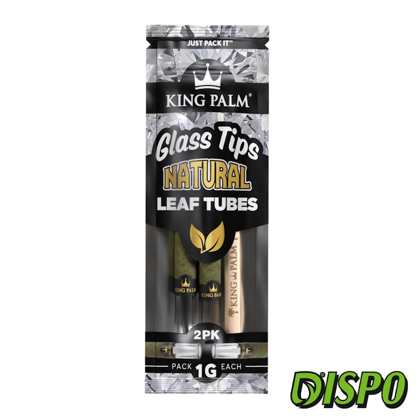 King Palm Rolls Mini Natural Leaf w/Glass Tip 2pk