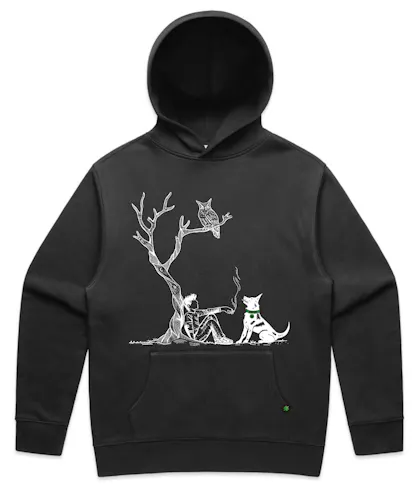 THTree Sweatshirt | Tree With Dog | Large – Black Faded-active