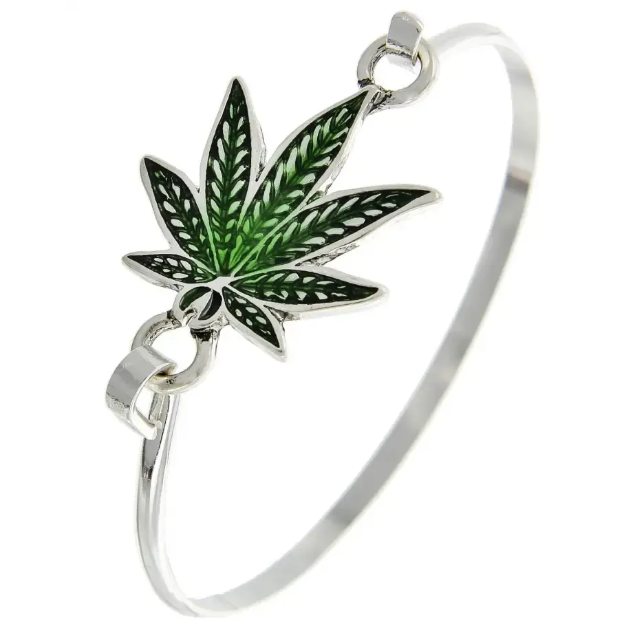 0011 PREMIERE | Bangle | Brass | Green Cannabis Leaf at KIP Maryland