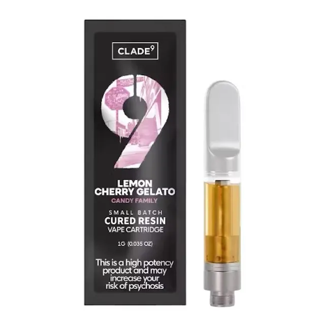 Clade9 Cured Resin Cart Lemon Cherry Gelato 1g (hybrid, cured resin cartidge)