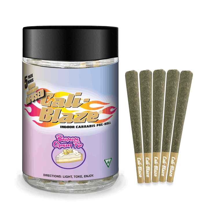 Cali-Blaze - 5-Pack .7g Infused Prerolls - Banana Cream Pie