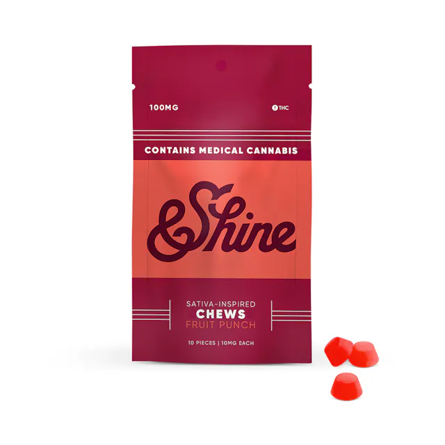 &Shine Bites Fruit Punch (Sativa Inspired) 10pk/100mg (gummies, 2.8g)