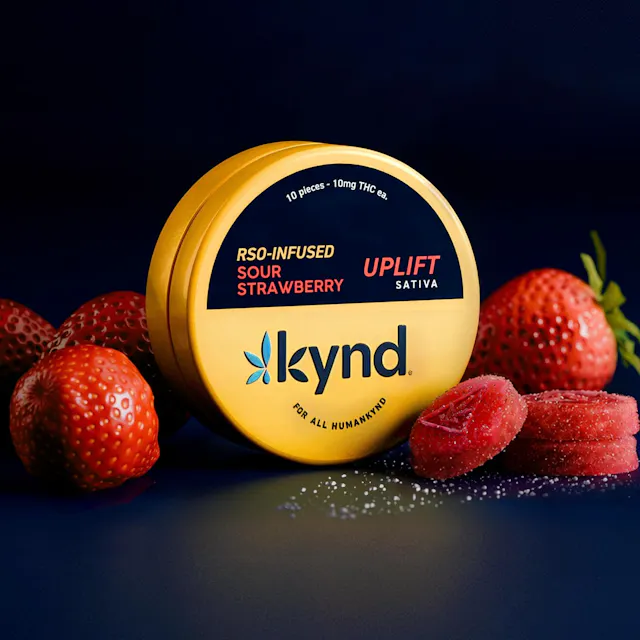 Kynd RSO Gummies - Uplift Sour Strawberry 10pk/100mg (hybrid, 2.8g)