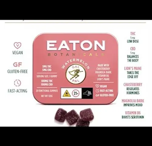 Eaton Botanicals Watermelon Gal Pal 1:1 (THC:CBD) Gummies 5mg 20pk-4