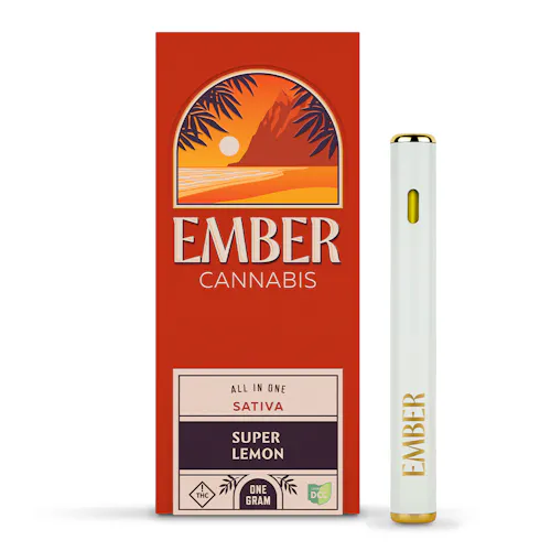ember cigarette Blueberry - 1g Distillate Disposable - Indica | Set the mood with Particles clean burning Persons Hand Holds Lit Cigarette