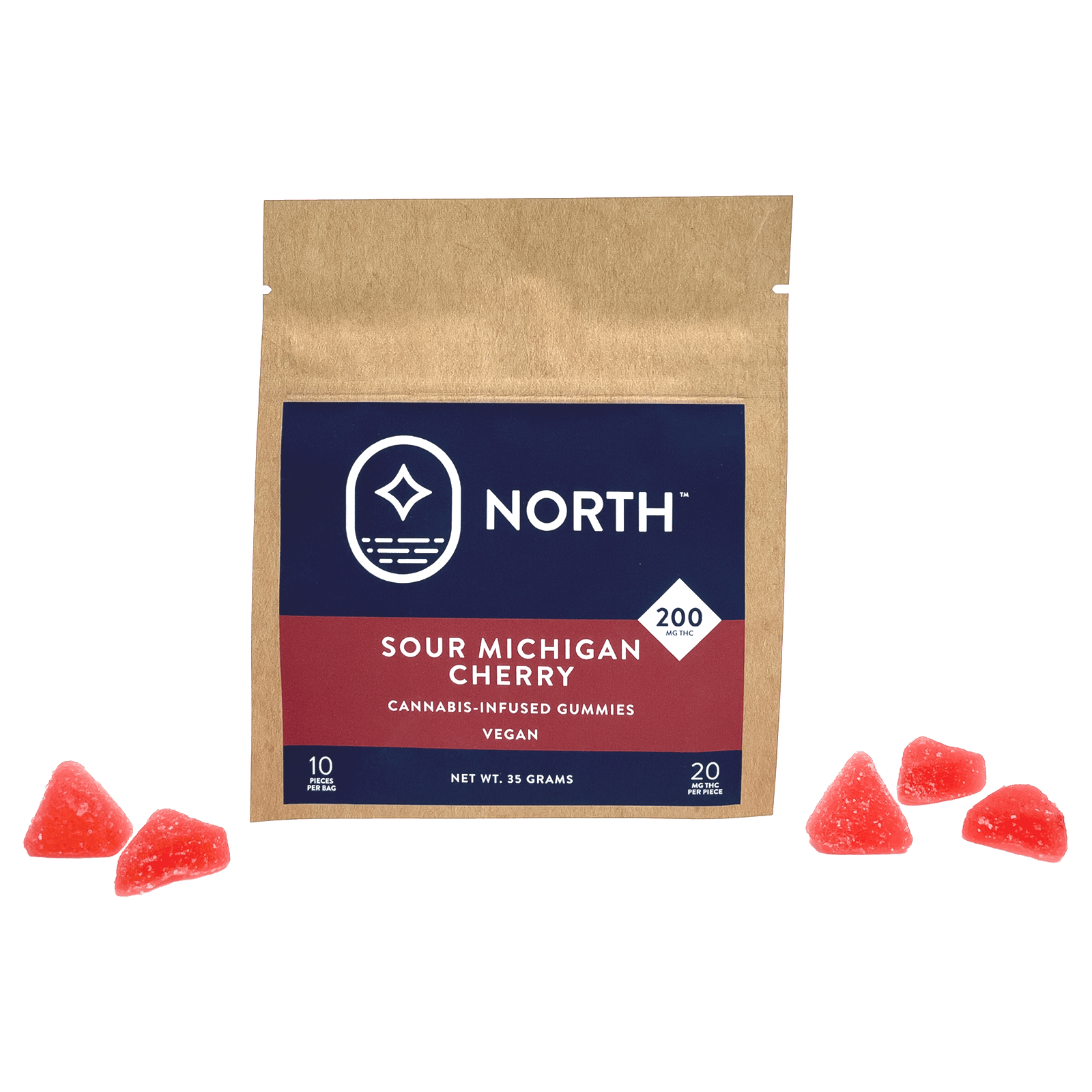 Sour michigan cherry gummies vegan gf 20mg each 200mg total thc