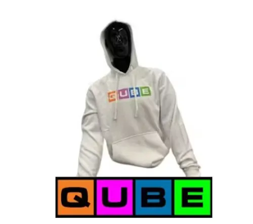 Qube | White Hoodies | Color Logo | Small-3