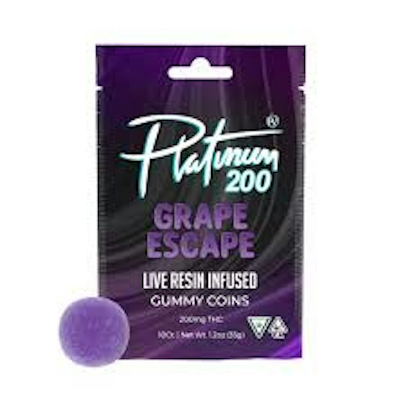 PLATINUM VAPE | 200MG LIVE RESIN GUMMIES | GRAPE ESCAPE (INDICA)