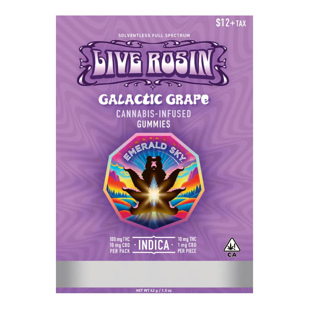 Emerald Sky Rosin Gummies 10pk - Indica Galactic Grape 100mg at