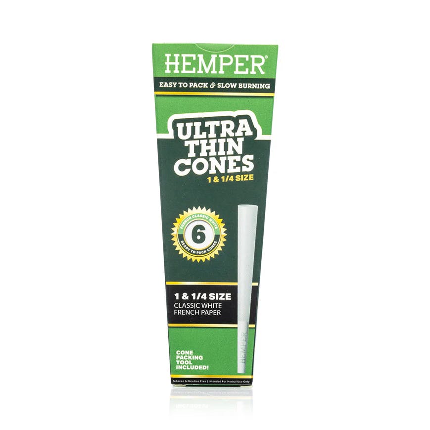 Accessories | Hemper | Paper Cones | Classic White 1 1/4 | 6pk