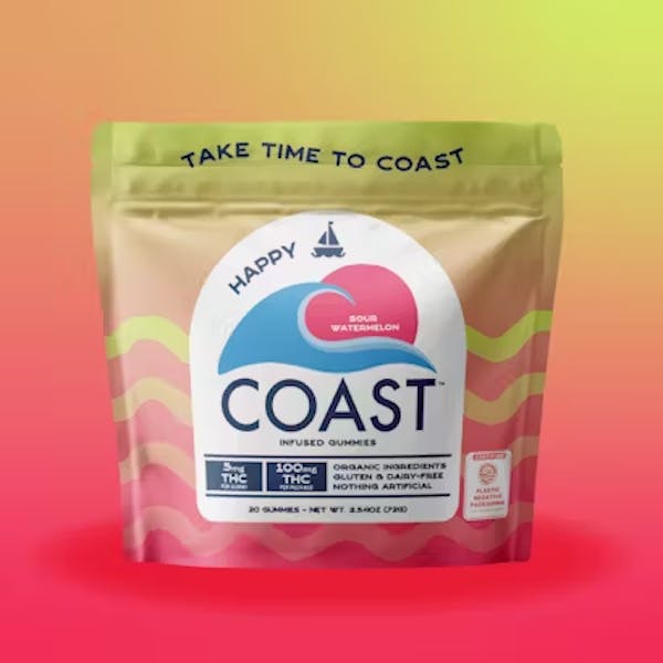 Sour Watermelon (Happy) - 100mg 20pk Gummies - COAST