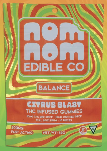 Product: NomNom Edible Co | Gummies - 200mg - Citrus Blast (Balance)