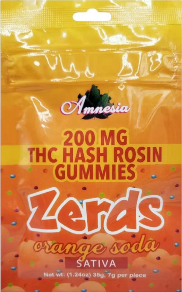 Amnesia | Zerds | Orange Soda | 200mg (5x40mg) Gummies