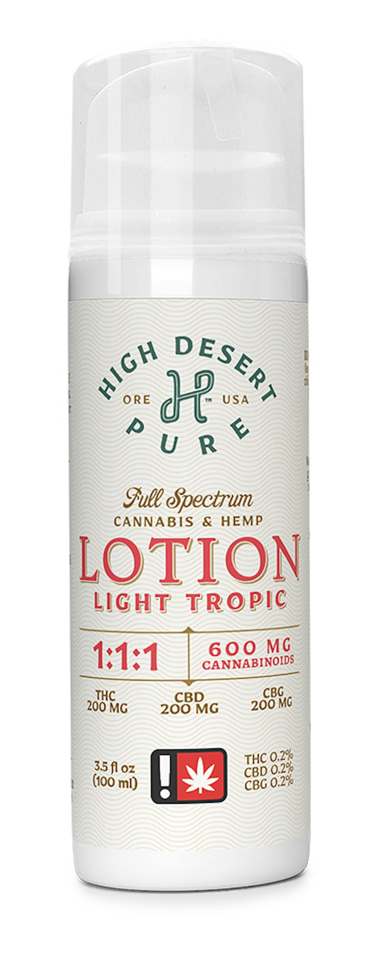 Photo of High Desert Pure 3.5 fl oz 1:1:1 LIGHT TROPIC Lotion