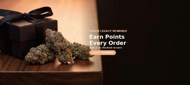 Earn Green Legacy DC rewards points on every order — sign in at checkout and view your balance under Account then Rewards