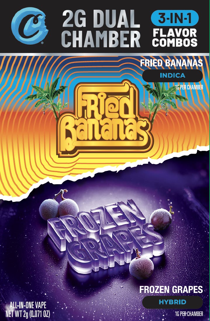 Cookies | Frozen Grapes (Indica) & Fried Bananas (Indica) | 2G Digital Dual Chamber Disposable