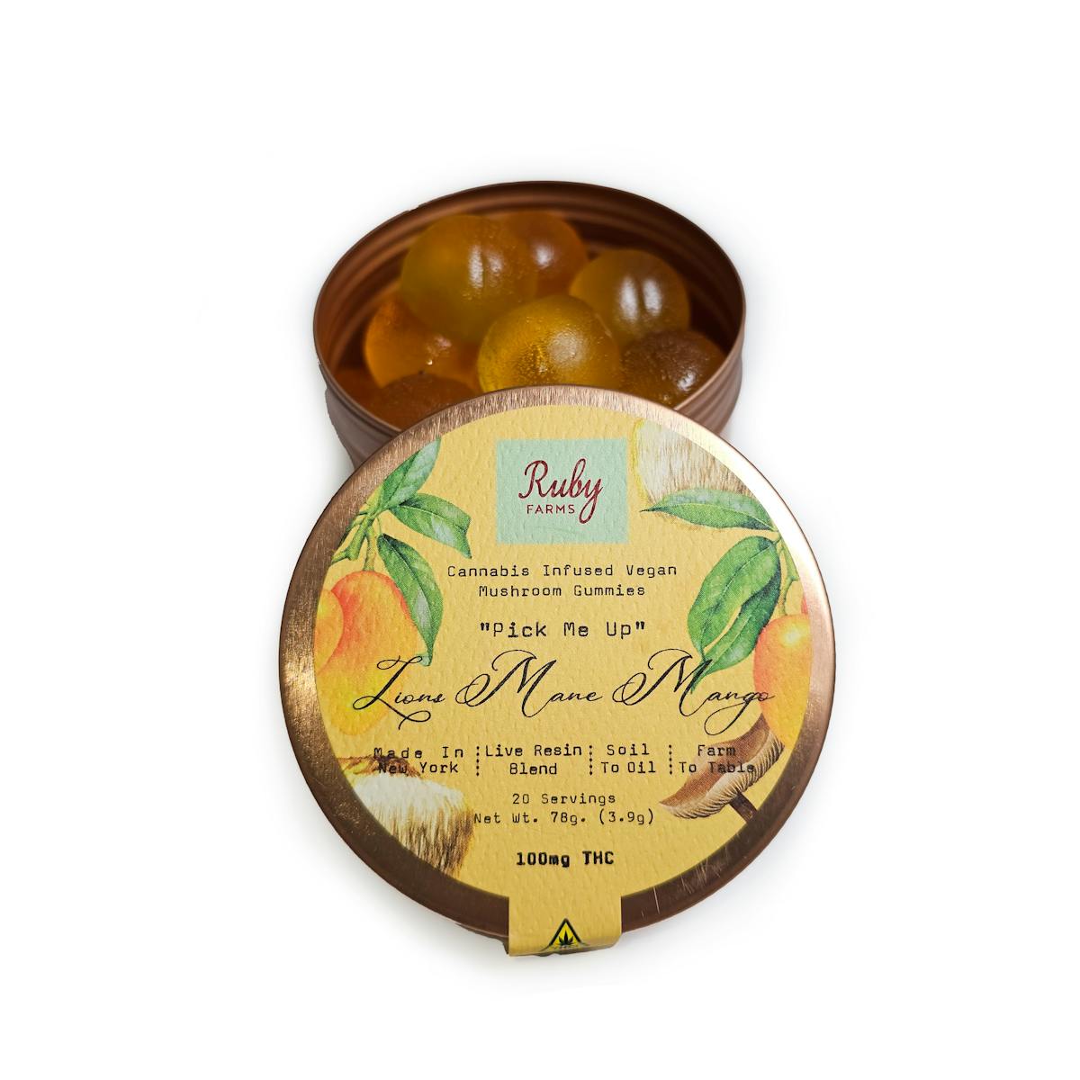 Image of Lions Mane Mango | 100mg Live Resin Gummies | Ruby Farms