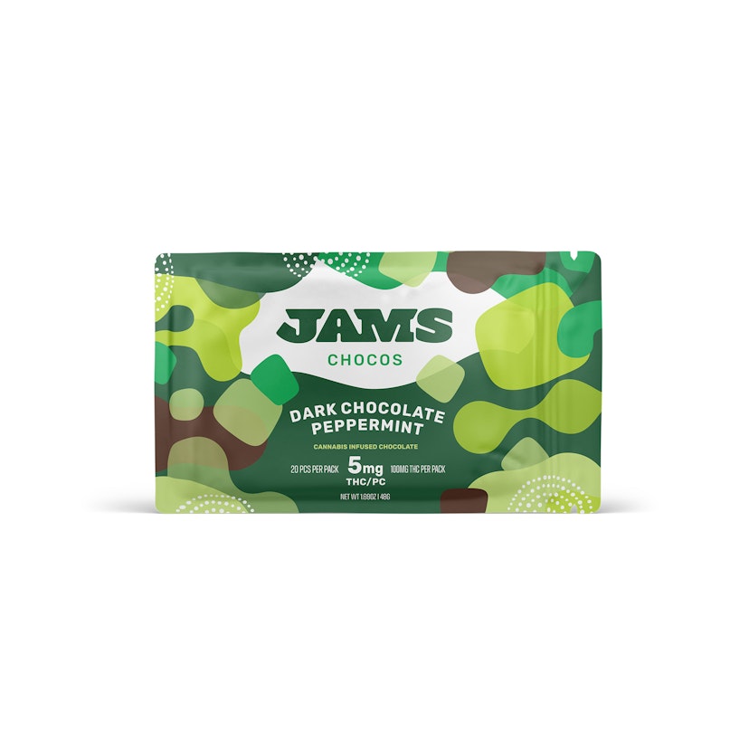 JAMS Chocos Edibles: 20pk Dark Chocolate Peppermint (H) 100mg