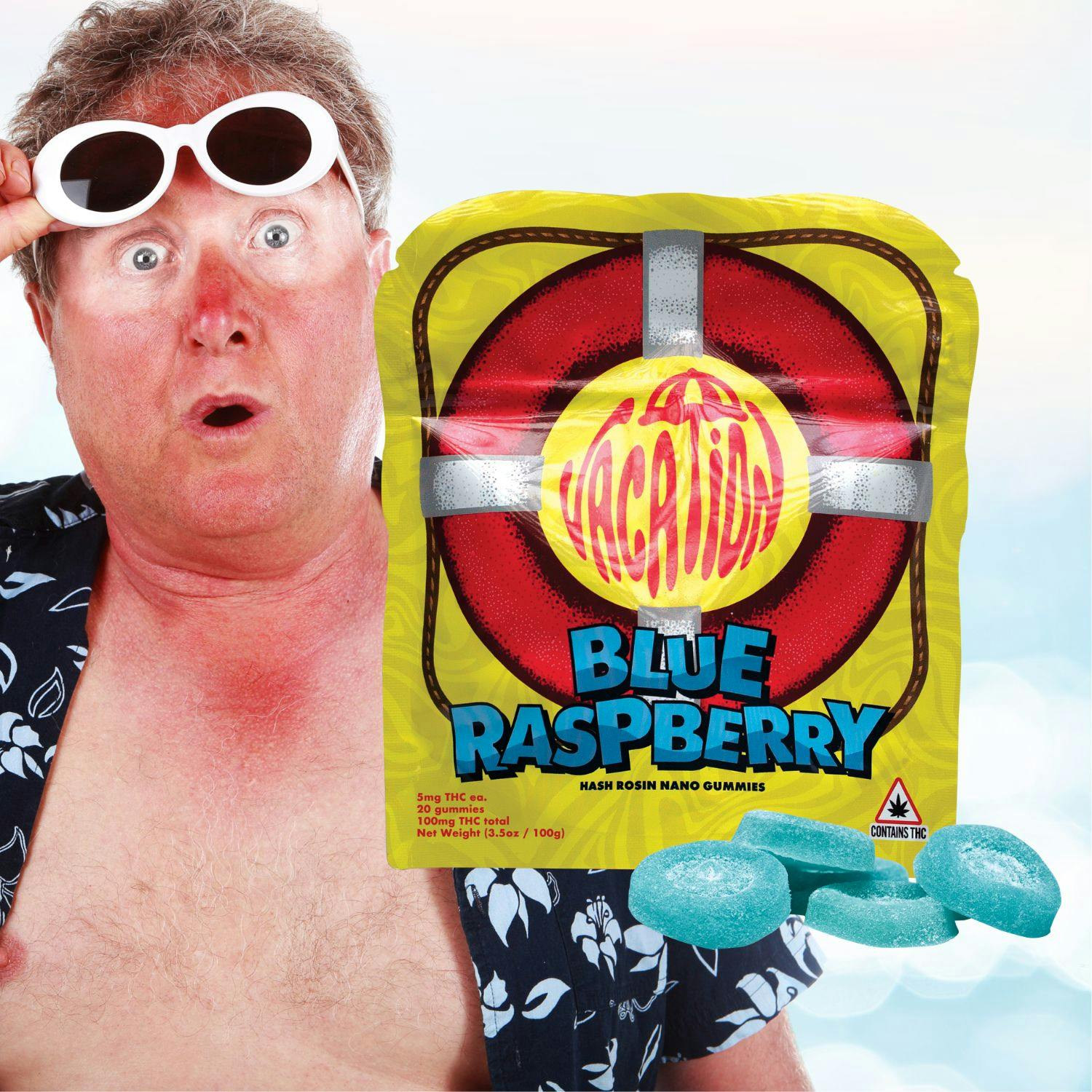 Product: Vacation | Blue Raspberry | Hash Rosin Nano Gummies - 100mg