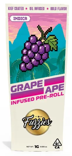 Fuzzies Originals Grape Ape 1g Infused Preroll Single - Indica at