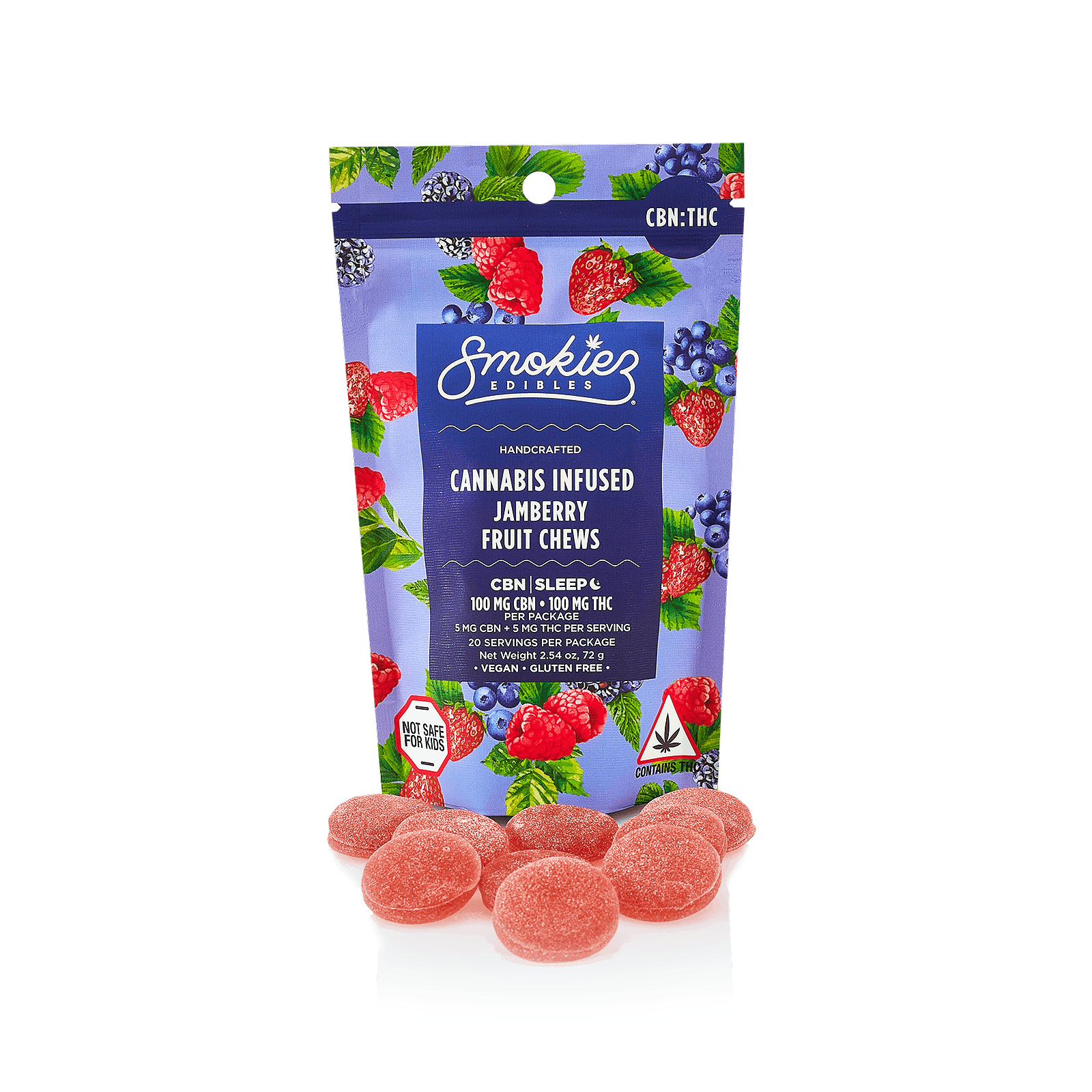 CBN:THC 1:1 Jamberry 100mg CBN:100mg THC Fruit Chews-1