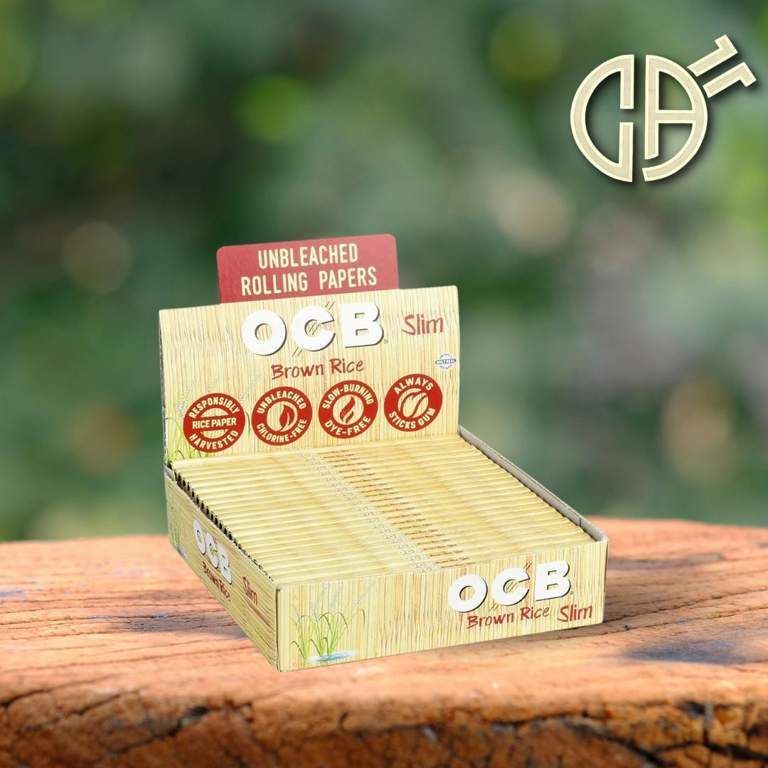 OCB, Unbleached Slim Brown Rice Rolling Papers Ultra Thin Organic Hemp  Slim Rolling Papers Booklet /m2