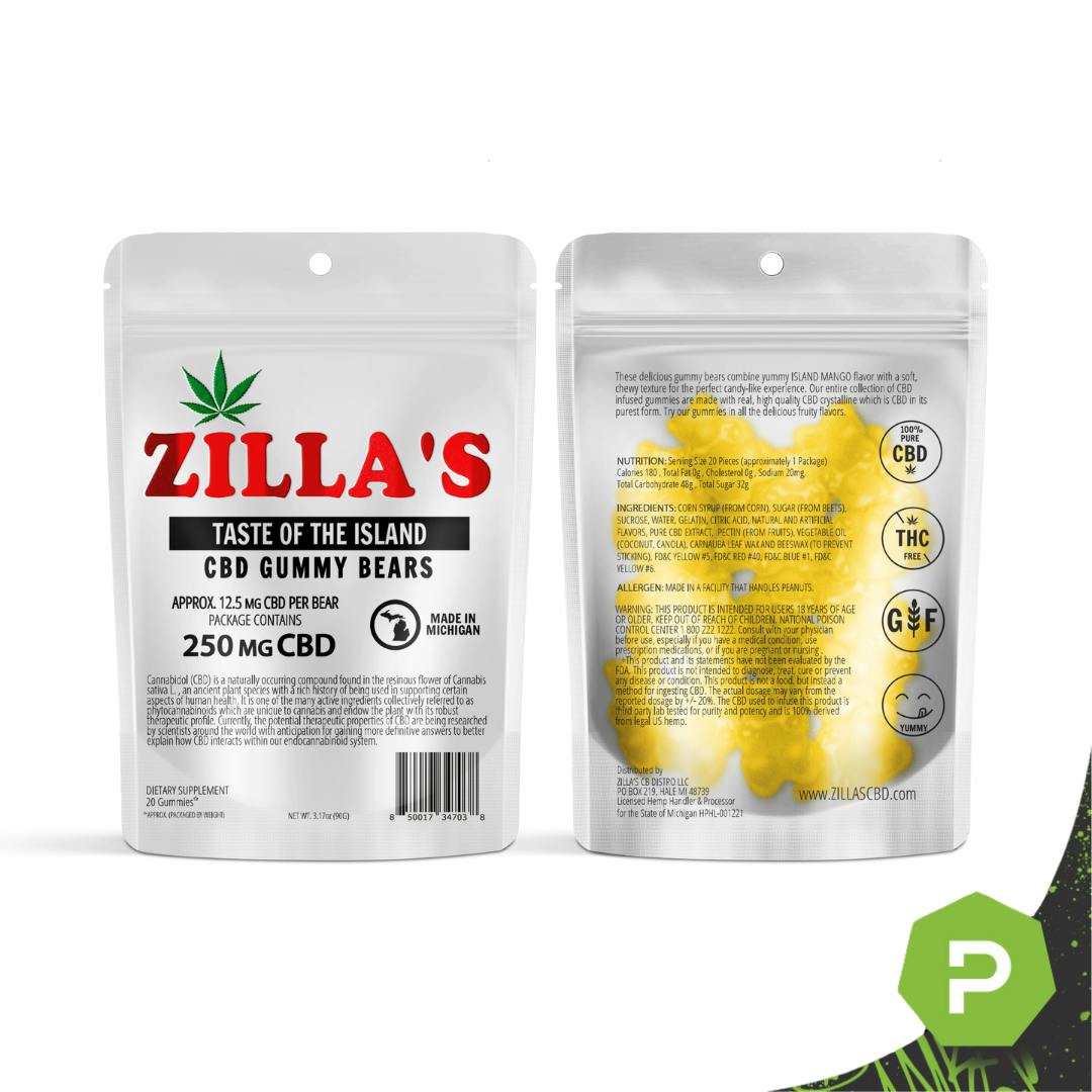 Zilla's Zilla's | 250mg CBD Gummy Bears | Watermelon - Puff
