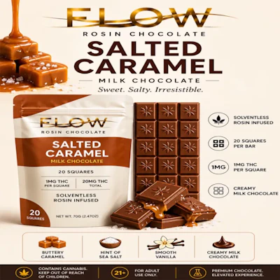 Flow - 20mg Chocolate - Milk Chocolate Salted Caramel - EDIBLES by Flow at King of Budz