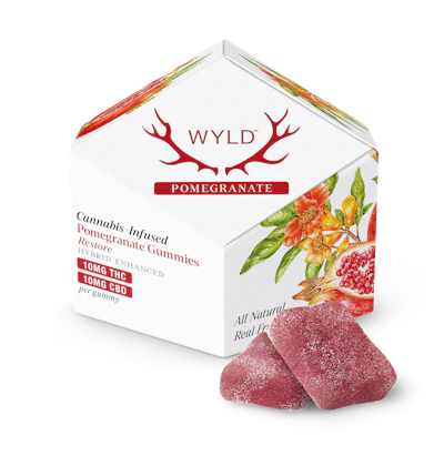 WYLD - 100mg Gummies 1:1 THC/CBD - Pomegranate - EDIBLES by Wyld at King of Budz