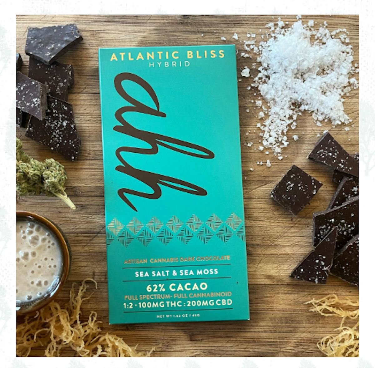 Photo of Ahh 2:1 Atlantic Bliss Sea Salt Dark Chocolate Bar 100mg 20pk (CBD:THC)