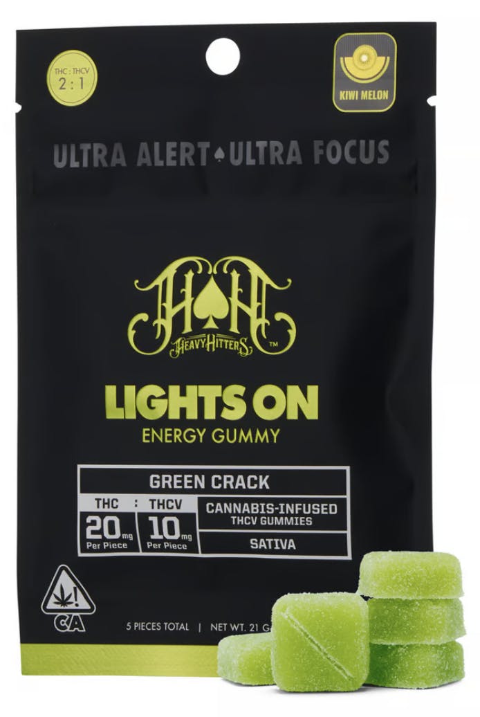 Green Crack | Sativa - Lights On THCV Energy Gummies - 100mg THC | 50mg THCV-1