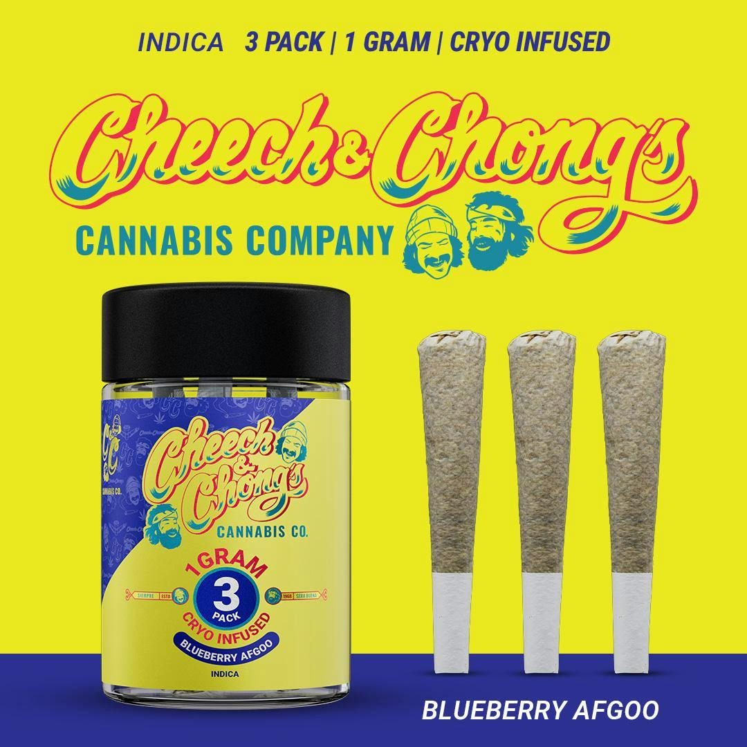Cheech & Chong - 3 Pack Cryo Infused Pre-Roll - Blueberry Afgoo (I)