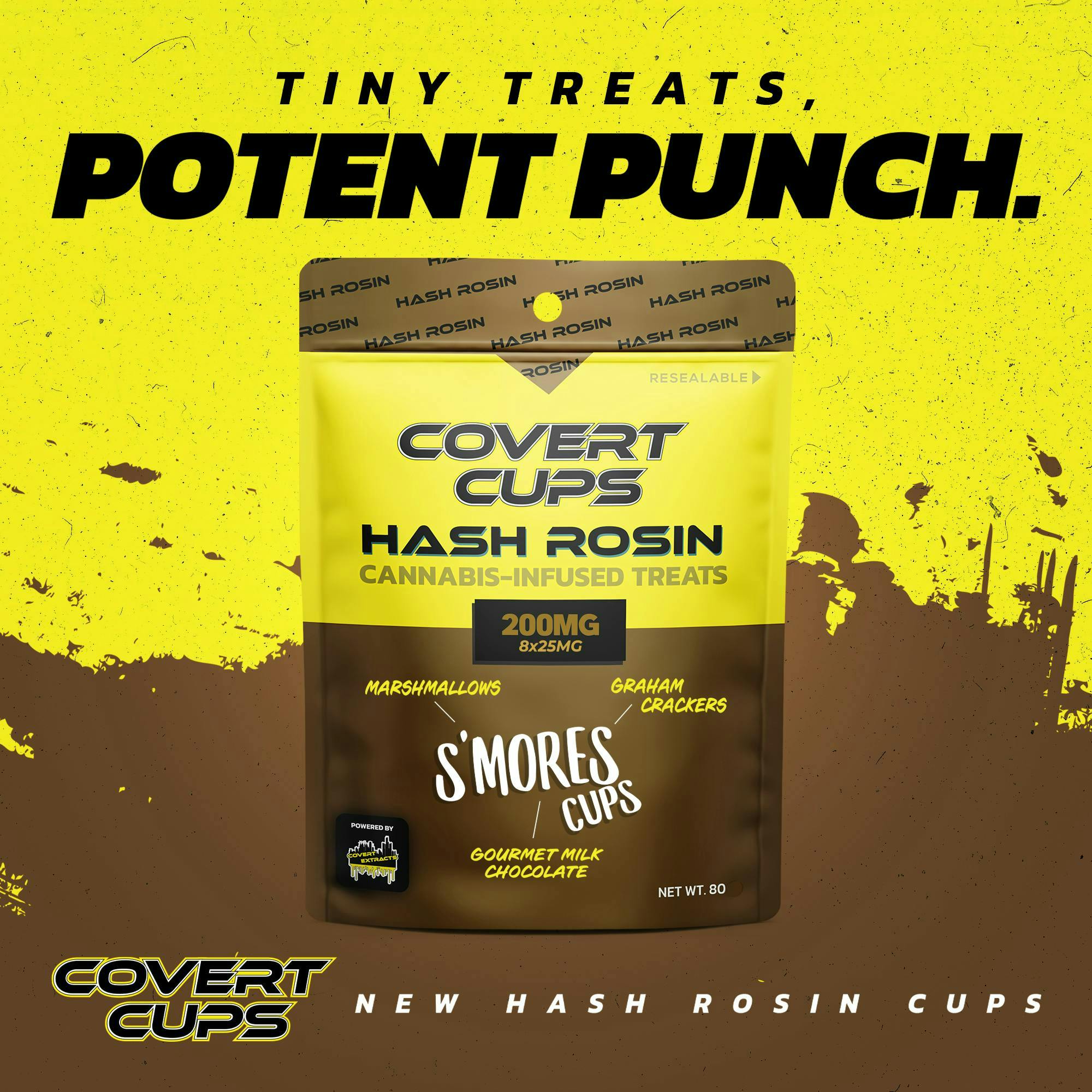 Product: COVERT CUPS | S'MORES - HASH ROSIN CHOCOLATES | 200MG | HYBRID