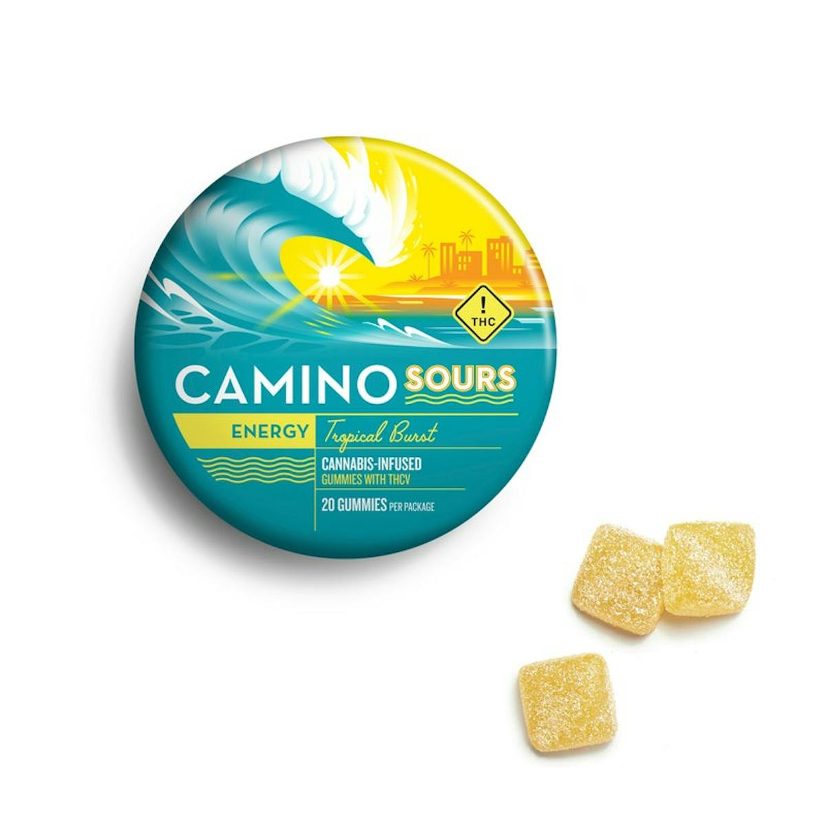 Photo of Camino Sours Tropical Burst Gummies w/ THCV, Caffeine, & Vitamin B6 + B12