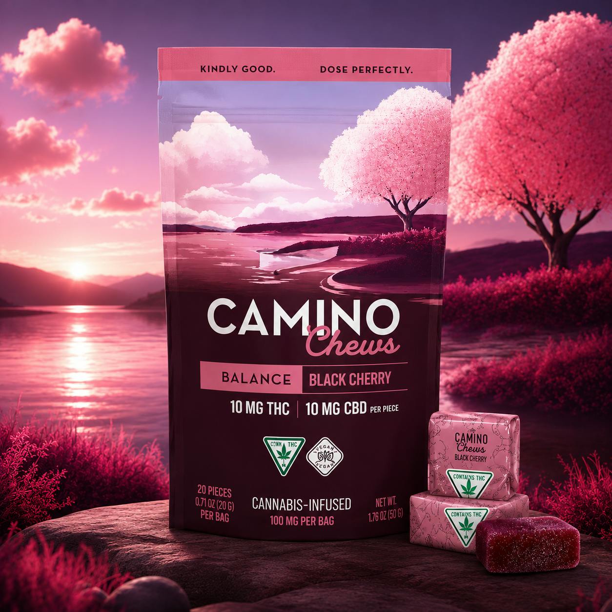 Camino - 200mg THC : 200mg CBD Chews - Black Cherry