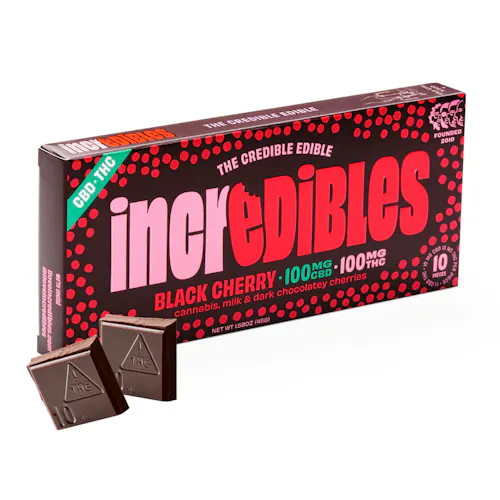 Black Cherry 1:1 (THC:CBD) Chocolate Bar | 100mg-active