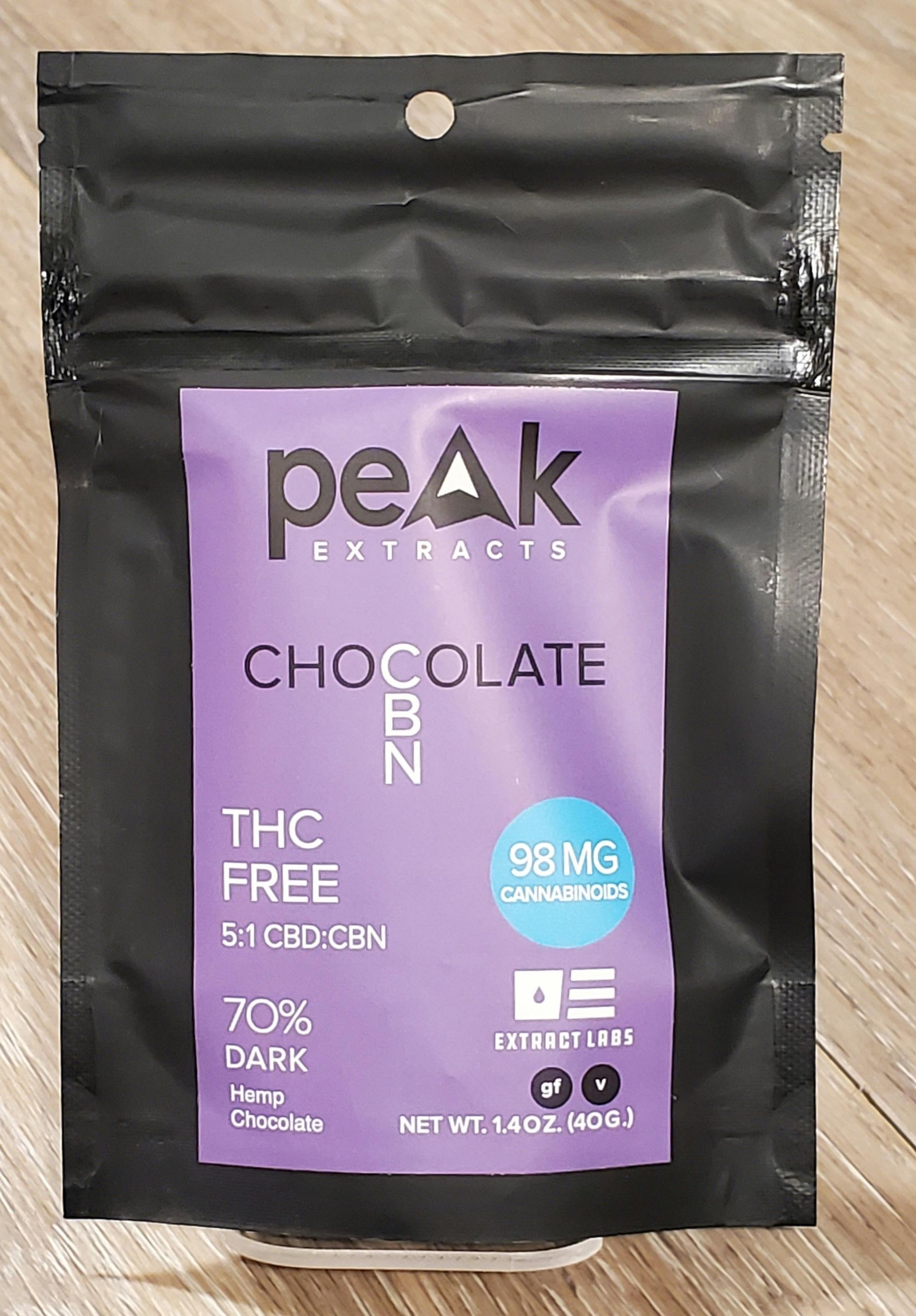 Peak 5:1 CBD/CBN Dark Chocolate bar | Greenhouse Farmacy